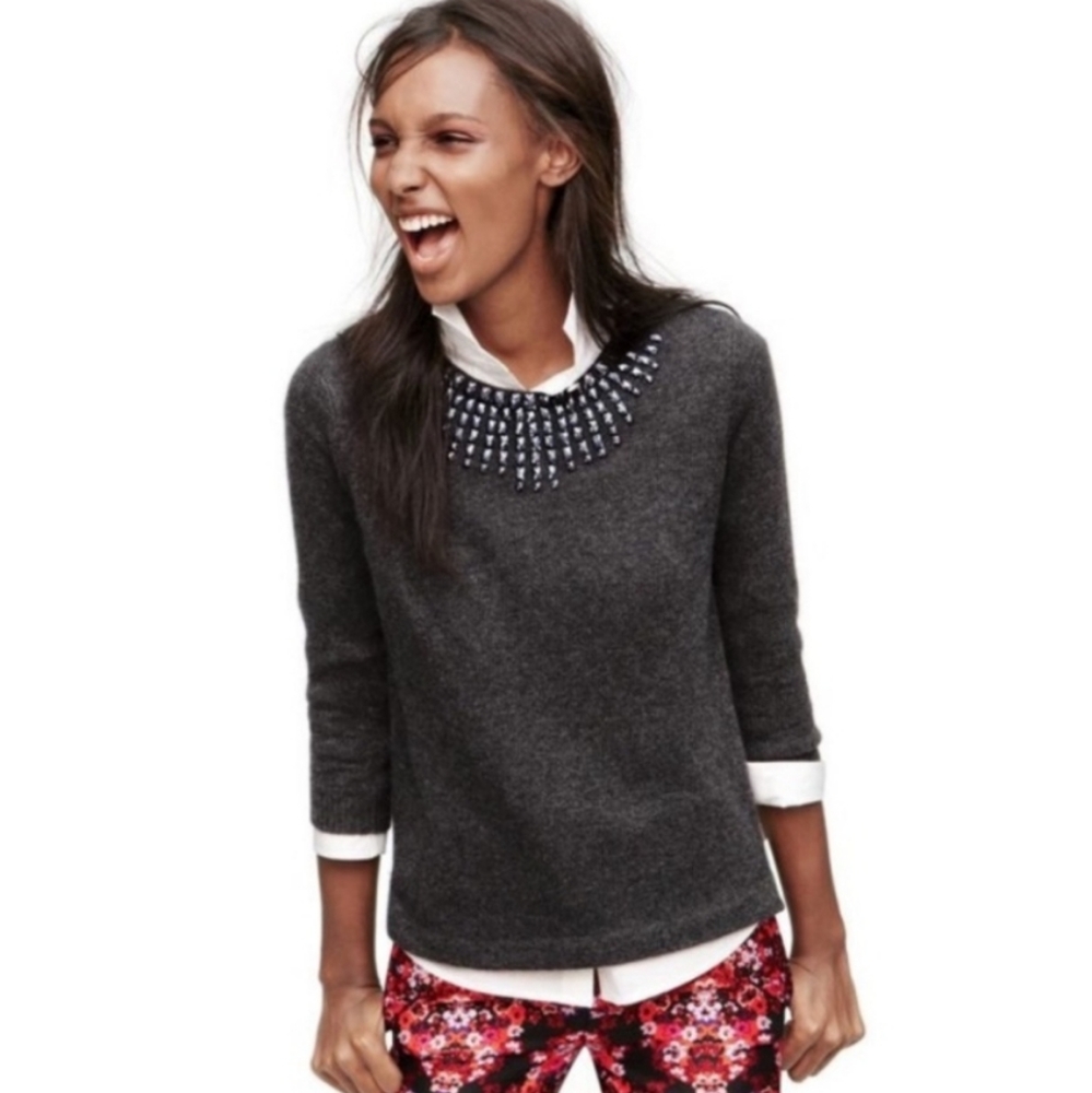 J. Crew Jeweled Embellished Collar Shirt, Size Small, EUC